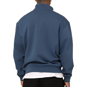 Sweat-shirt polaire à col montant zippé pour homme, coupe décontractée, style streetwear urbain, personnalisable avec logo, vente en gros - Product Image 2