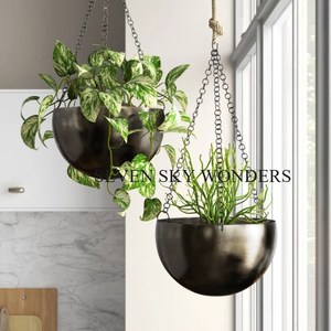 Macetas colgantes para flores, macetas de Metal montadas en la pared, nuevo diseño, maceta de Metal, Color negro recubierto de polvo, suministros para macetas de pared colgantes - Product Image 2