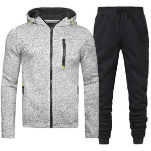 Ensembles de vêtements de sport décontractés pour hommes Sweat-shirt à capuche et pantalon à fermeture éclair Ensemble deux pièces avec impression numérique pour l'hiver - Product Image 1