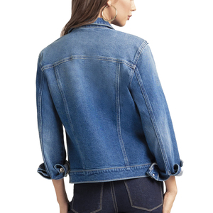 Chaqueta Vaquera Azul Clásica para Invierno, Cierre de Botones, Mangas Largas, Bolsillos en el Pecho y Detalles de Costura, Estilo Casual Urbano para Combinar - Product Image 6