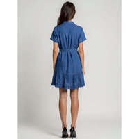 Mini-robe décontractée en coton 100% tissé, respirante, à col, à volants, boutonnée, à carreaux, pour tous les jours et les remises de diplômes, taille XS, teinte unie naturelle