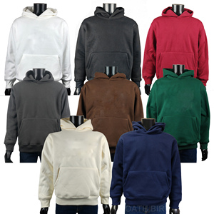 Sweats à capuche d'hiver pour hommes 2 Pcs Commandes en gros Soft 100% Cotton Fleece Fabric Quick Dry & Breathable Solid Color with Pocket Design - Product Image 3