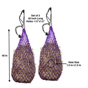 Sac à foin pour cheval en nylon maillé robuste, grande taille, alimentation lente, sangle de transport réglable, logo personnalisé, couleurs équestres - Product Image 2