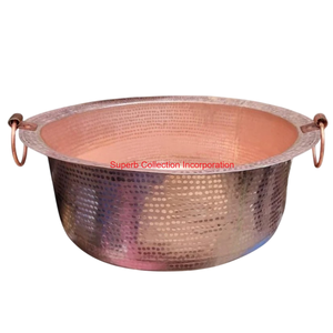 ชามสปาทำเล็บเท้าทำจากทองแดงบริสุทธิ์ทำด้วยมือพร้อมด้ามจับสำหรับแช่เท้าสำหรับร้านเสริมสวยและการพักผ่อนที่บ้านคงทนและตกแต่งแบบโบราณ - Product Image 1