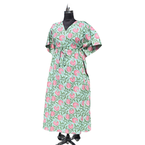 Caftan Robe de nuit en coton à imprimé floral pour femmes - Product Image 4