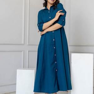 Robe mi-longue en coton d'excellente qualité, élégante et confortable pour le bureau ou les brunchs du week-end, disponible à un prix abordable - Product Image 3
