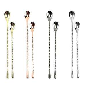 Set of 3 Portable & Disposable <b>Cocktail</b> <b>Stirrer</b> Spoons Steel Metal Drinks Mixing Barware for Party Use - Product Image 4