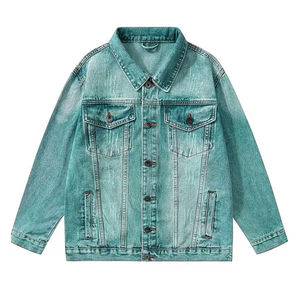 Veste en jean grande taille en polaire pour hommes, épaisse, chaude, décontractée, grande, multi-poches, broderie personnalisée, patchwork coupe-vent en denim - Product Image 1