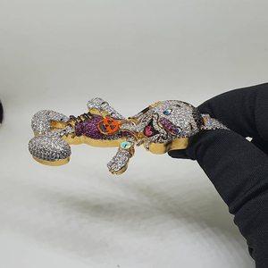 Colgante con logotipo inicial personalizado para hombre, Plata de Ley 925, Diamante VVS Moissanite con diseño de letra helada estilo Hip Hop dorado - Product Image 2