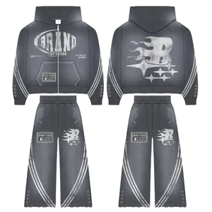 Ensemble sweat à capuche baggy et jogging en éponge française lourd OEM pour homme - Product Image 1