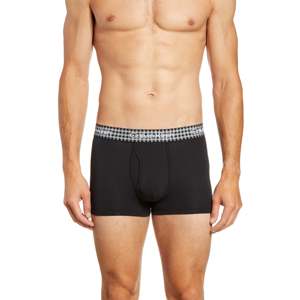 For Calvin Klein Men's Holiday Buffalo Check Trunk Mid-Rise Silk <b>Boxers</b> with Logo on Waist Black XL Size - Product Image 1