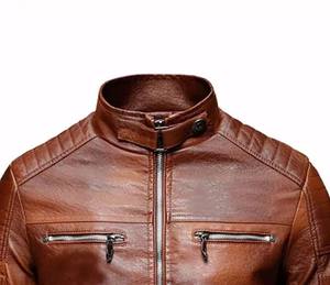 Veste de moto motard élégante et durable pour hommes toutes saisons vêtements d'extérieur en cuir d'agneau à capuche avec tissu en toile avec logo personnalisé - Product Image 3