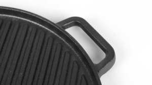 Groothandel natuurlijke plantaardige olie, gezoete, ronde zwarte gietijzeren grillpan, voedselveilig voor elektrisch, <span class=keywords><strong>gas</strong></span> en inductie, klassiek - Product Image 4
