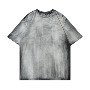 เสื้อยืดผ้าฝ้าย100% ซักเป็นกรดสำหรับผู้ชาย, เสื้อยืดลำลองแขนสั้นทรงหลวมพิมพ์ลายดิจิทัลขนาดสำหรับทุกเพศ - Product Image 1