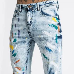 Pantalones vaqueros rasgados de algodón para hombre, Vaqueros rasgados, ajustados y elásticos, vaqueros de motorista, Vaqueros ajustados destruidos, Vaqueros ajustados - Product Image 2