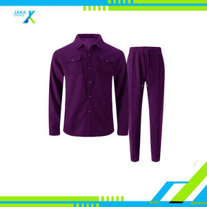 <b>Mens</b> Seamless Knitted Cotton Blank Design Shirt Set Comfortable Soft Stretch Fabric Customizable Sports Gym Outfit Activewear - Product Image 3