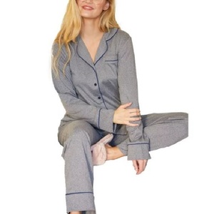 Factory Price Women's Sleepwear Satin <b>Spaghetti</b> Strap V-neck <b>Long</b> Sleeve Sexy Dress Pajamas Set Spring Soft Breathable Supplier - Product Image 1