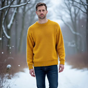 สเวตเตอร์ขนแคชเมียร์โอเวอร์ไซส์ของผู้ชายเสื้อสเวตเตอร์ขนแกะขนแกะขนแกะขนแกะขนเทียมแบบถักสำหรับผู้ชาย - Product Image 3