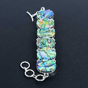 Pulsera de piedras preciosas de concha de abulón, Plata de Ley 925, pulsera hecha a mano, regalos únicos, joyería de uso diario, regalo de cumpleaños F - Product Image 2