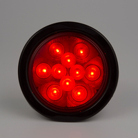 Feu arrière rond SAE DOT pour camion, 4 pouces, étanche, avec 10 LED, lentille PC, montage encastré, pour remorque et camion