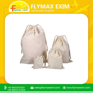 Bolsa con cordón de algodón puro con estilo ecológico Bolsa de compras sostenible y de moda a la venta - Product Image 2