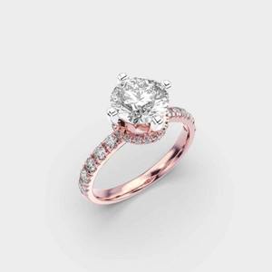 Anillo de Boda Eternity con Halo Oculto, Anillo de Compromiso con Moissanita Redonda de 8mm, Joyería Fina Original y Elegante, Anillo de Boda con Diamantes para Mujer - Product Image 4