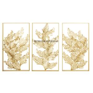 Gingko Leaves Designer Heavy Duty Metal Chapado en oro Gorgeous Look Home Dormitorio y Vestíbulo Decorativo Wall Arts Supply DE LA India - Product Image 2