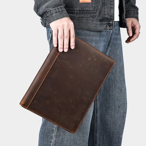 Genuine Leather Handmade Business Travel Organizer Portfolio 2-3 Compartments Zipper <b>Document</b> <b>Bag</b> Vintage Briefcase for Office - Product Image 3