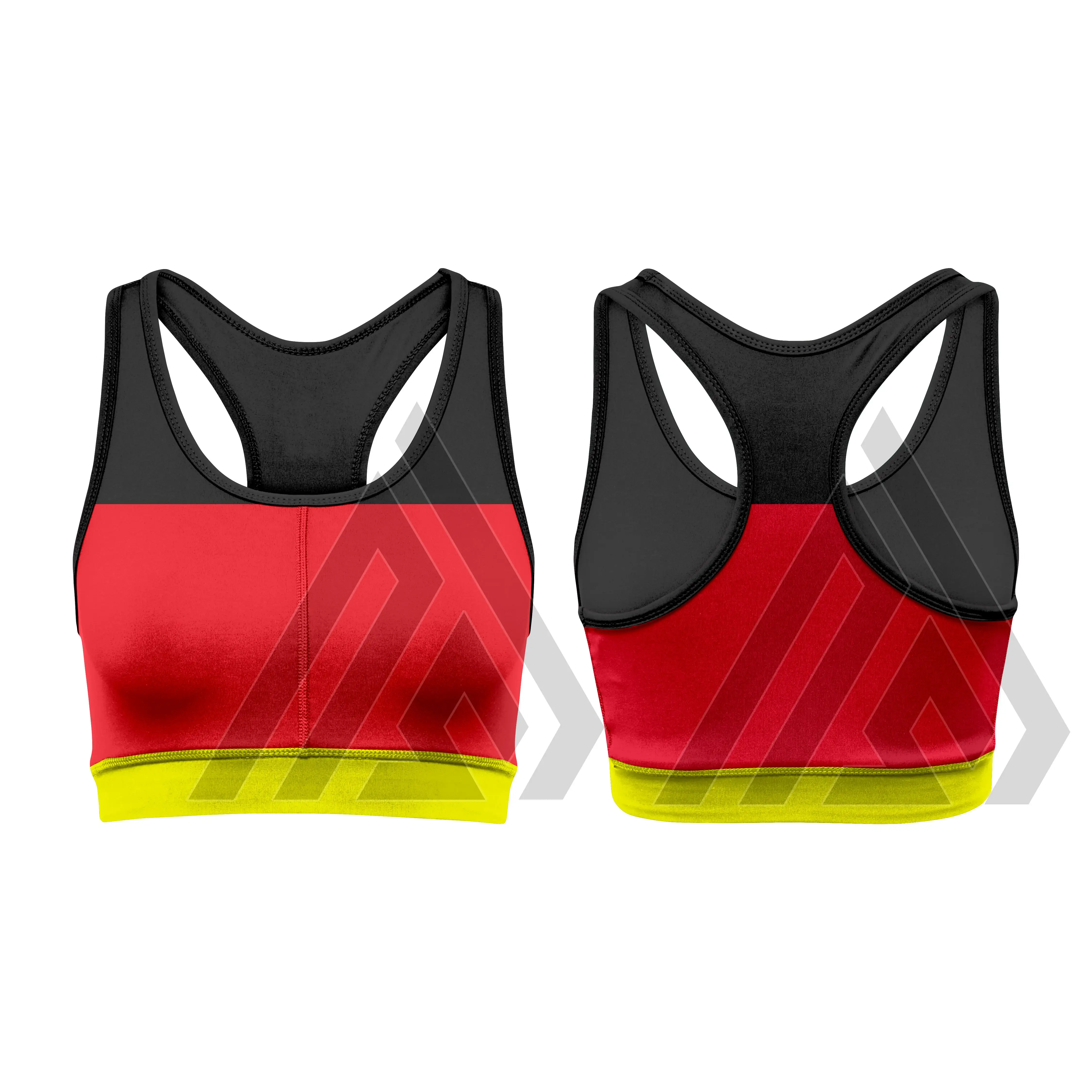 2024สุภาพสตรีเยอรมนีธงโยคะBras TopsออกกําลังกายฟิตเนสกีฬาBraที่กําหนดเองสําหรับผู้หญิงอิสรภาพธงพิมพ์โยคะ