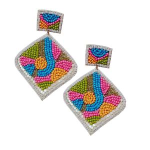 Pendientes bordados multicolores para mujeres y niñas, cuentas de moda hechas a mano y costura, gran oferta, regalos de punto de cruz - Product Image 5