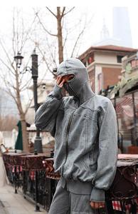 Pull-over brodé personnalisé sweat à capuche délavé au soleil 100% coton fabricant lourd lavage à l'acide sweats à capuche surdimensionnés avec fermeture éclair - Product Image 6