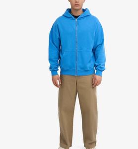 CVC hommes décontracté à manches longues pleine fermeture éclair polaire à capuche Logo personnalisé solide bleu pacifique meilleure qualité Bangladesh exportation automne - Product Image 5