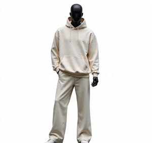 เสื้อฮู้ดผู้ชายทรงโอเวอร์ไซส์ผ้าเฟรนช์เทอร์รี่เนื้อหนาแบบเรียบๆ สำหรับขายส่ง รับสั่งทำ ปักลาย พิมพ์นูน รุ่นปี 2026 - Product Image 4