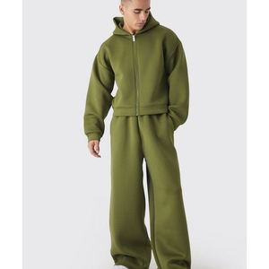 Chándales con cremallera para hombre, sudaderas informales de algodón 320GSM, ropa deportiva para gimnasio para hombre, chándal con capucha - Product Image 1