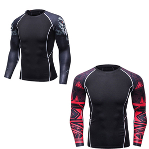 2024 Services OEM Hommes Plaine BJJ Rash Guard Personnalisé Transfert De Chaleur Imprimé À Manches Longues Spandex/Polyester - Product Image 6