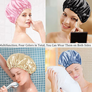 Recién llegado, gorro de seda satinada, gorro de ducha con logotipo estampado personalizado, gorro de dormir nocturno, cubierta para el cabello, gorro de diseñador para mujeres y adultos - Product Image 6