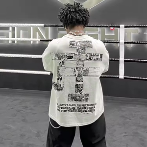 เสื้อยืดโอเวอร์ไซส์สำหรับผู้ชายผ้าฝ้าย100 300GSM ทรงครอปพอดีกับไหล่ปล่อยชายเสื้อ - Product Image 5