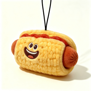 Customized Hot Dog Plush Pouch Hot-Dog-Shaped Plush Coin <b>Purse</b> PP Cotton Filling Fast-Food-Themed Halloween Unisex Zipper Bag - Product Image 5
