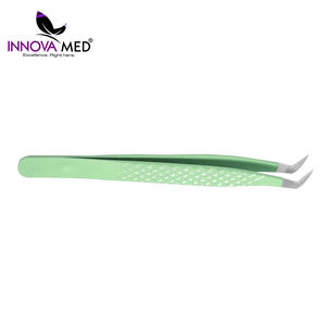 Pince à épiler professionnelle pour extensions de cils, vert clair, en acier inoxydable, pince à épiler de précision pour cils, outils de salon de beauté - Product Image 3