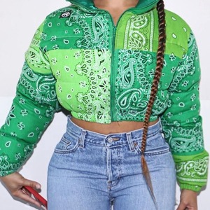 Manteau bouffant à capuche pour femme hiver toile respirante Logo personnalisé coupe-vent décontracté veste bouffante zippée - Product Image 2