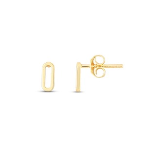 Pendientes de Moda Minimalistas con Forma Ovalada en Oro Sólido de 14K para Uso Diario, Regalo Unisex, Joyería al por Mayor - Product Image 1