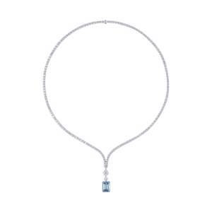 Collar de diamantes moderno con múltiples formas, 20.32 quilates, diamante azul intenso de fantasía VS1 cultivado en laboratorio, en oro blanco de 18 quilates, para ocasiones festivas. - Product Image 4
