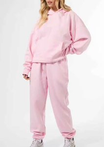 เสื้อวอร์มผู้หญิงผ้าเทอร์รี่ตัวยาวแบบผูกย้อมสีเรียบสเวตเชิ้ตและกางเกงจ็อกเกอร์ใส่สบายน้ำหนักเบาสำหรับฤดูหนาว - Product Image 2