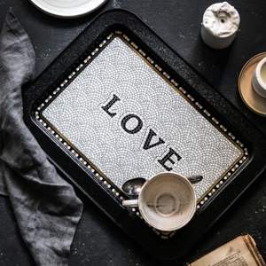 ถาดไม้สี่เหลี่ยมลายโมเสกเรขาคณิตขนาด310x430มม. สำหรับเสิร์ฟอาหารในห้องครัวหรือที่บ้านถาดเสิร์ฟไม้ - Product Image 2