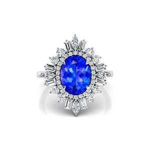 Bagues solitaires en or massif 9 carats avec tanzanite et diamants véritables, haute qualité, pierre de naissance, bagues de fiançailles et de mariage, vente en gros - Product Image 2