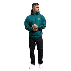 Sudadera con Capucha Extra Grande para Hombre, Color Verde Bosque, 50% Algodón, 50% Poliéster, Hombros Caídos, Estilo Urbano, Corte Holgado, Sudadera de Invierno - Product Image 6