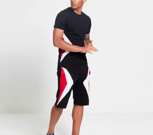 Nouveau design de shorts imprimés décontractés avec logo Tissu tricoté pour l'été Ensemble d'entraînement à la course à pied Ensembles de sport pour l'entraînement en gros - Product Image 2