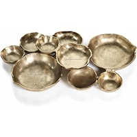 Plat de service moderne en aluminium à 9 compartiments, couleur or, pour mariage, fruits et noix – Tendance actuelle