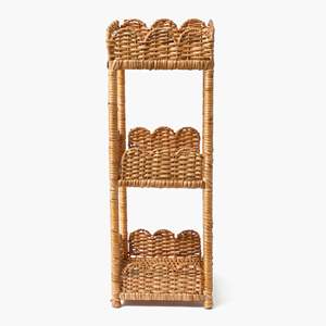 High Quality Sustainable 100% Rattan 3-Tier Scalloped Oval Multifunction Storage Tower Home Organizing <b>Shelves</b> Units <b>70cm</b> Height - Product Image 6