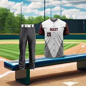 Meilleures ventes Uniforme de baseball respirant pour hommes Logo personnalisé Ensemble Vêtements de sport Vêtements d'équipe Antibactérien Séchage rapide 100% polyester - Product Image 1